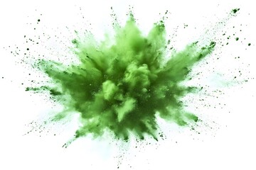 Wall Mural - Green watercolor splash with fresh leaves, isolated on white background