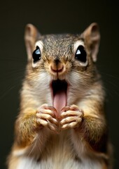 Squirrel with open mouth in shock and amazement