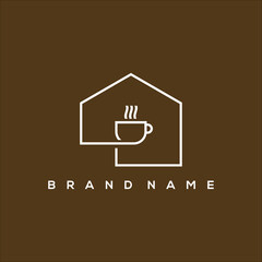 Wall Mural - line art coffee house or coffee shop logo vector