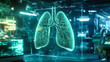 © Fxquadro - Neon-lit digital lungs in a futuristic research laboratory.