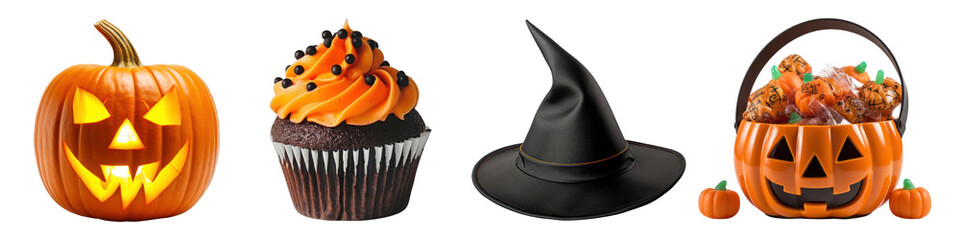 Poster - Halloween treat png cut out element set