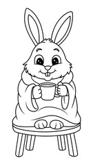 Sticker - rabbit and tea coloring