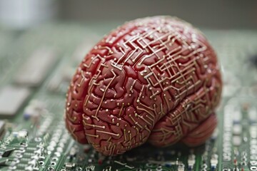 Poster - Artificial intelligence concept showing brain on circuit board