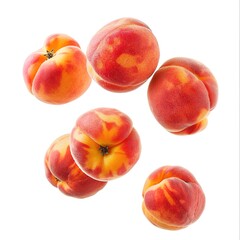 Poster - Flying peaches isolated on white background 