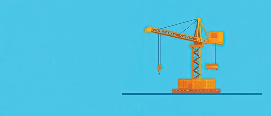 Warehouse crane in minimal flat design on a solid blue background clean industrial equipment illustration ideal for modern vector art designs in flat style with bold colors