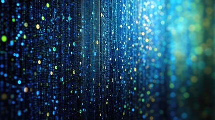Poster - A mesmerizing abstract background featuring shimmering light particles in shades of blue and green, perfect for tech designs.