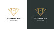 © mupppid - Luxury home logo design, emerald or diamond icon style. Line art icon logo of a house / home for property and interior design