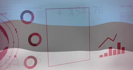 Poster - Binary code and data charts over Estonia flag animation