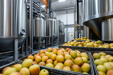 Modern Cider Brewery with Stainless Steel Fermentation Tanks  