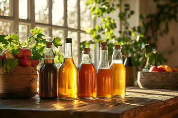 Canvas Print - Cozy Autumn Cider Tasting Setup with Warm Golden Lighting  