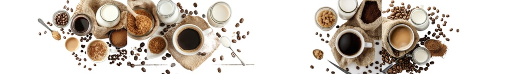 Aufkleber - In the background is a white cup with hot coffee and other ingredients