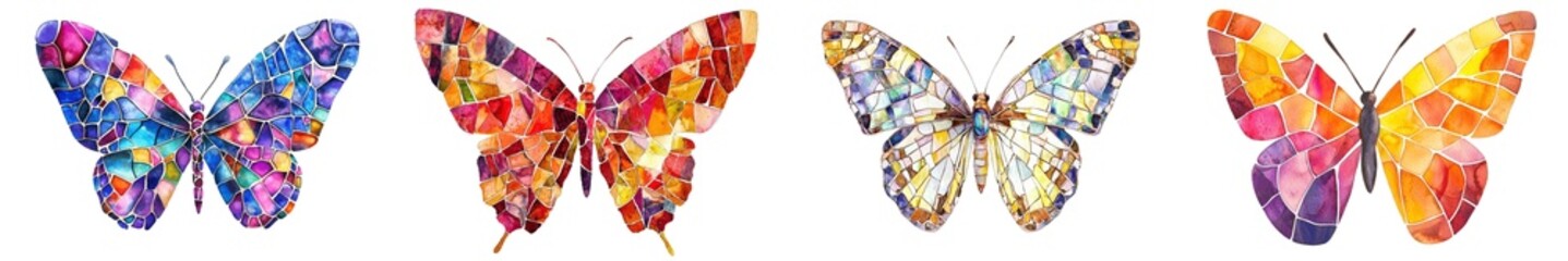 Aufkleber - A multicolored butterfly is isolated on a white background