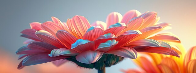 Wall Mural - Vibrant flower with layered petals against a plain background.