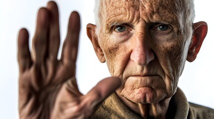 elderly expression emotion sad wisdom happy shock isolated in white