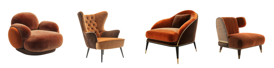 Poster - A full length armchair side view isolated on a transparent background