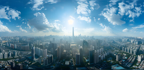 Blue sky and white clouds and city architecture