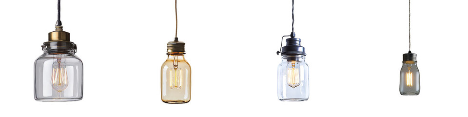Poster - On a transparent background, an illustration of a Mason Jar Light Fixture