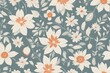 © Shabana - A crisp clean floral pattern with simple stylized flowers in a limited color palette, AI Generated