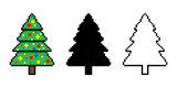 Fototapeta  - Christmas tree pixel art simple design