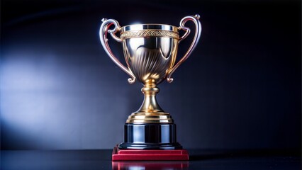 champion golden trophy isolated on black background