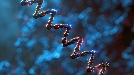 Poster - Molecular structure of DNA with glowing elements, representing genetic information and biological processes.