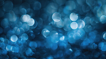 Poster - Bokeh effect in blue tones creates dreamy and tranquil atmosphere. soft, circular shapes evoke sense of calm and serenity.