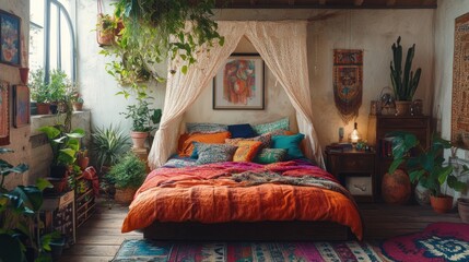 Sticker - Cozy Bohemian Bedroom Oasis