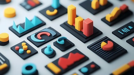 Poster - Bold 3D Infographic Icons for Clear Data Visualization and Reporting