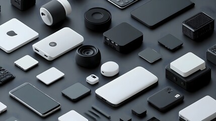 Poster - Elegant Monochrome Presentation Icons for Sleek Infographic Designs