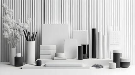 Poster - Minimalist Black and White Icons for Business Presentations With Clean Lines and Simple Shapes