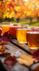 Wall Mural - Apple Cider Tasting Event Amidst Vibrant Autumn Orchard  