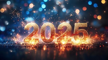 happy new year background with text 2025 