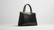 © Penatic Studio - Black Crocodile Leather Handbag with Gold Hardware