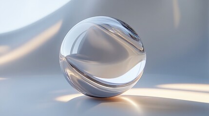 Canvas Print - A Clear Glass Sphere Reflecting Light on a White Surface