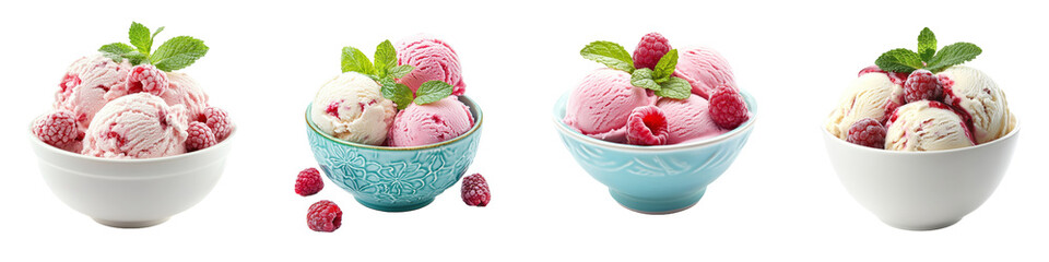 Aufkleber - A full-length side view of a bowl of ice cream against a transparent background