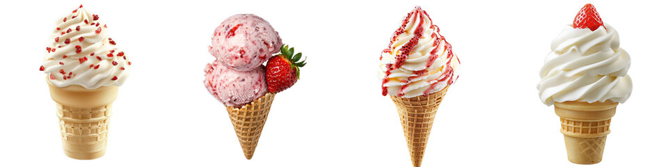 Sticker - A full-length side view of strawberry ice cream on a transparent background