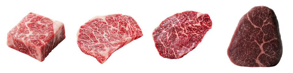 Poster - On a transparency background, the side of wagyu beef is shown in full length