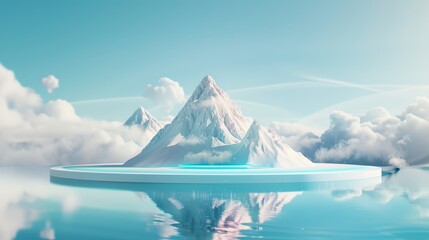 Wall Mural - A surreal mountain range where peaks are formed from data streams, casting holographic shadows that blend with the natural surroundings, showcasing the fusion of natural and digital realms.