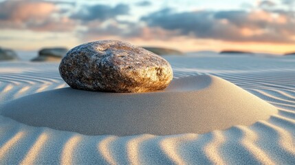 Poster - Stone on Sand Dune at Sunset