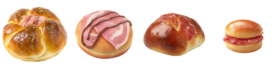 Poster - The front view of a pork roll on a transparency background