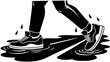 © ArtyKris99 - close-up of feet in sneakers, sporty style, walking on the road in black and white vector style