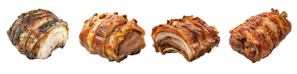 Poster - On a transparent background, a full length view of roasted pork on its side
