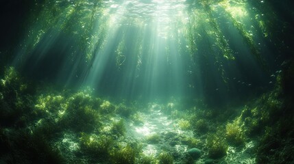 Canvas Print - Underwater Sunlight and Seaweed