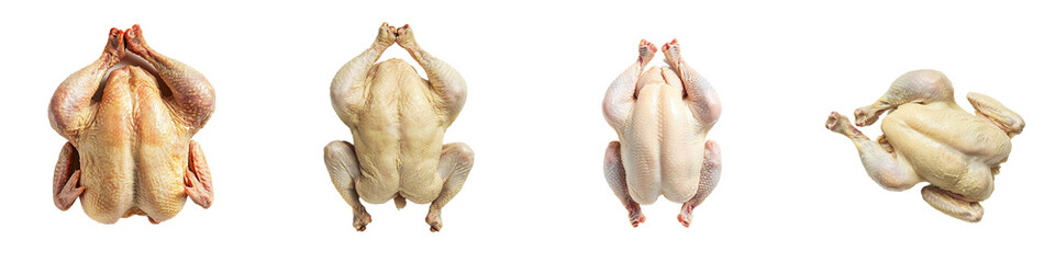 Poster - Full-length top view of a cooked chicken on a transparency background