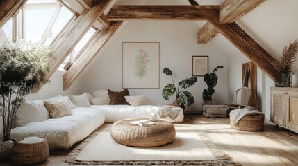 Sticker - Cozy Attic Living Room with Natural Light