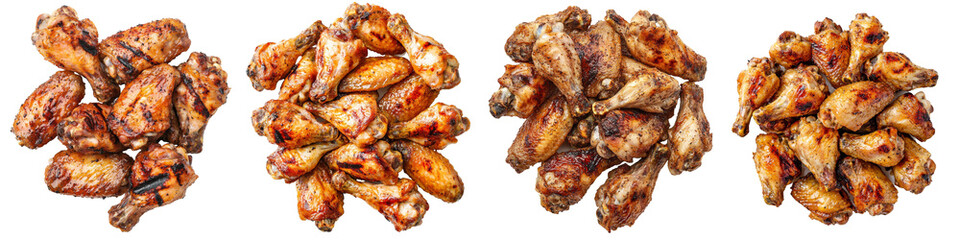 Aufkleber - On a transparency background, a full view of chicken wings on the top
