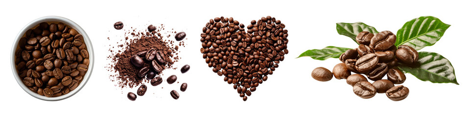 Canvas Print - Coffee bean png cut out element set