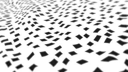 Poster - Black and white geometric shapes creating wave pattern, abstract animation