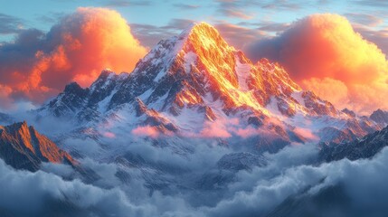 Canvas Print - Majestic Mountain Peak at Sunset