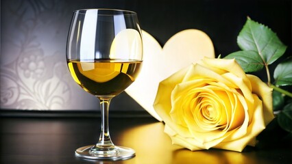 Poster - valentines wine and rose heart background